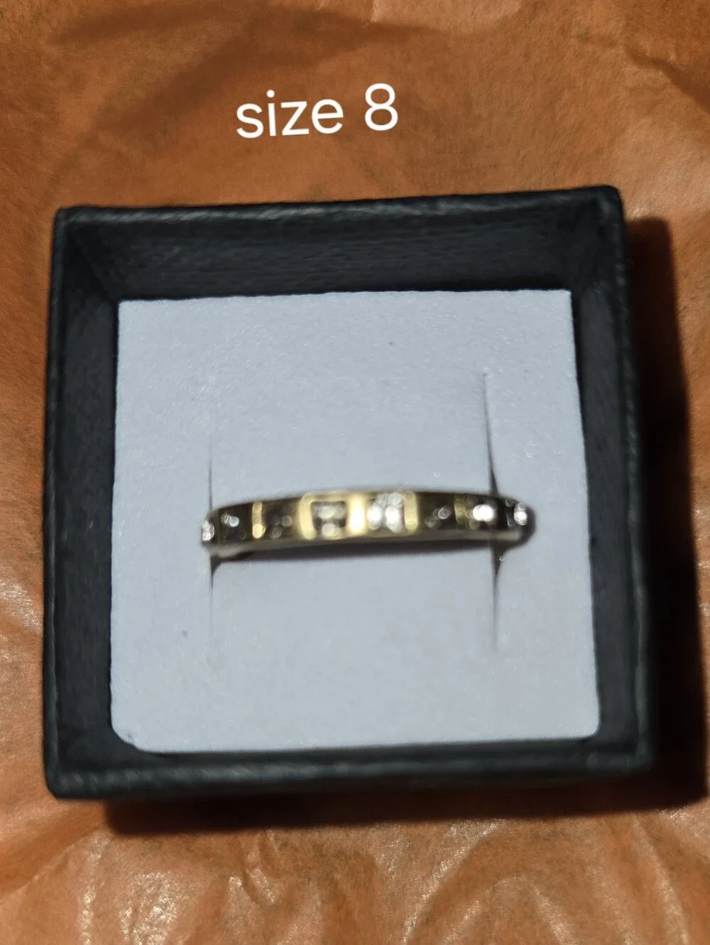 Gold Tone Crystal Accent Lia Sophia Women's Eternity Ring - Size 8